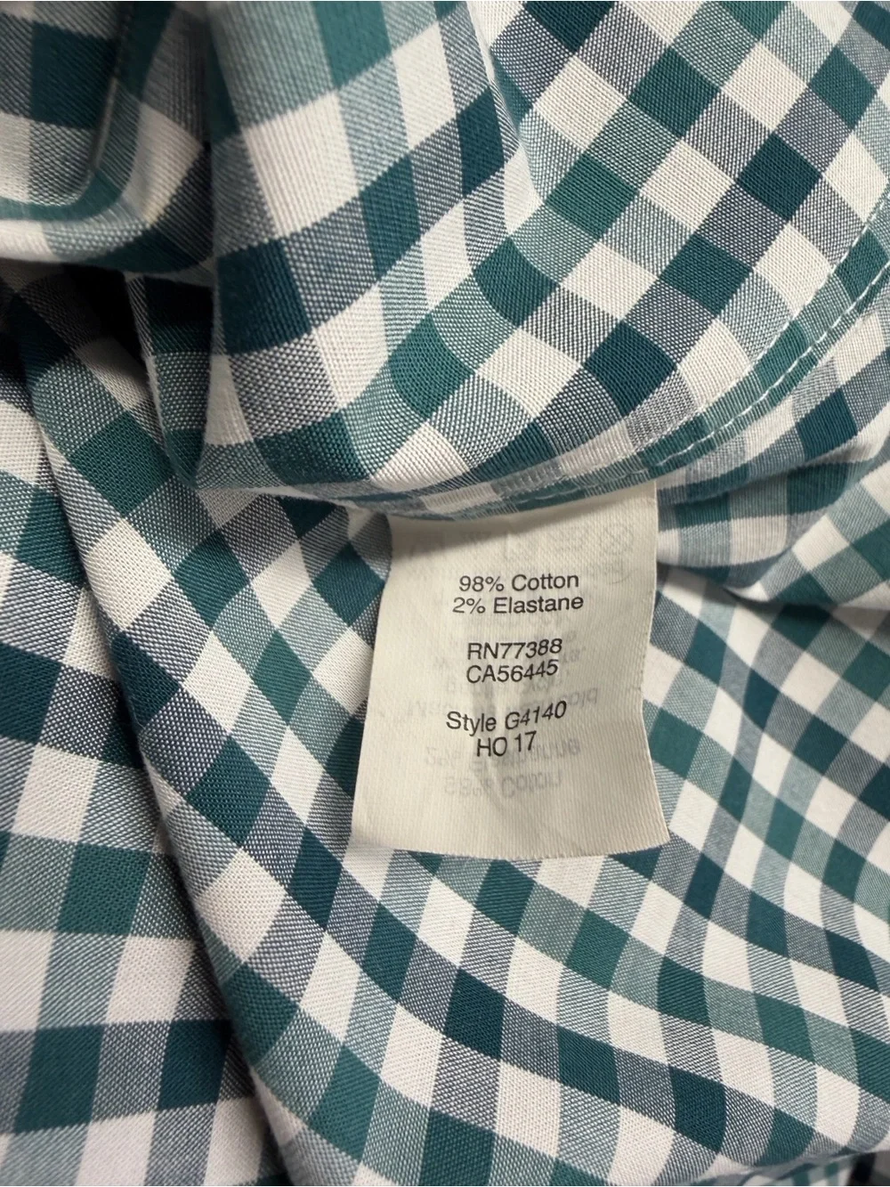 J.Crew Thompson Stretch Wrinkle Free Gingham Button Shirt Green White Large Men